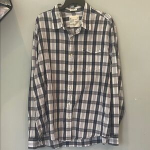 American eagle  Men's Navy and White plaid  Shirt xxl long sleeve